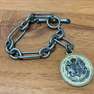 ❤️ Juicy Couture Silver and Gold Tone Medallion Charm Bracelet